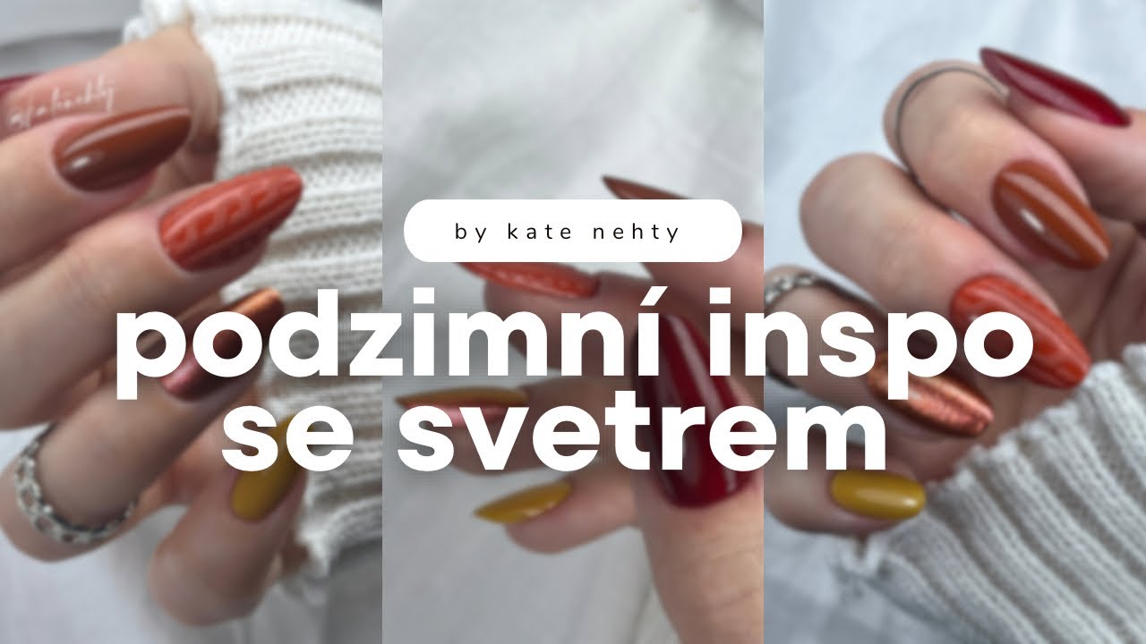 Podzimní design se svetrovým efektem, doplnění salonní mandle gelem 💅🏻 | Kate nehty