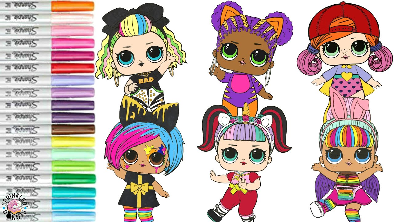 LOL Surprise Coloring Book Compilation MASH UP Edition Unicorn Rainbow Raver Splatters Bhaddie