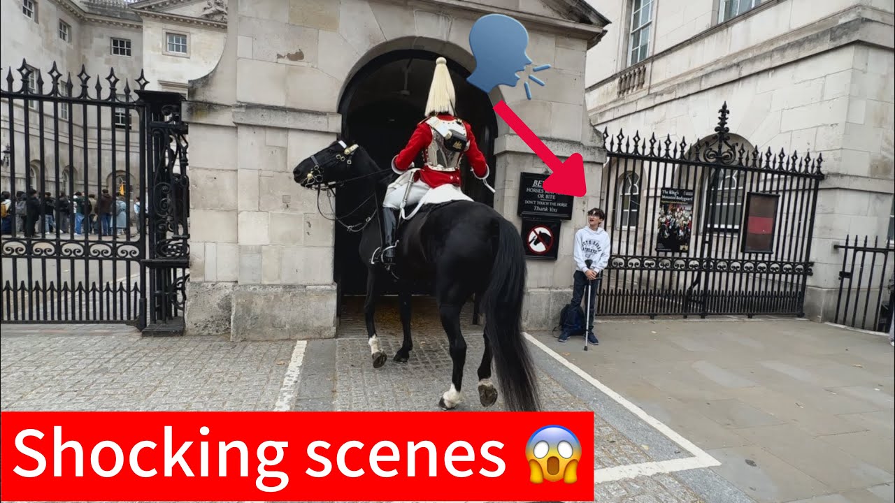 Spooked Horse Charges Out – Guard Yells at Tourist to Step Back!