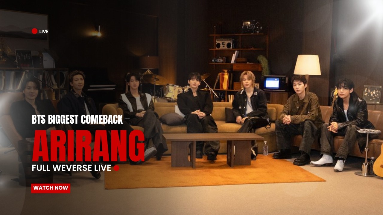BTS&rsquo;s Biggest comeback. BTS Weverse Live ARIRANG today (March 20, 2026)  STUDIO NOTES I 'ARIRANG'
