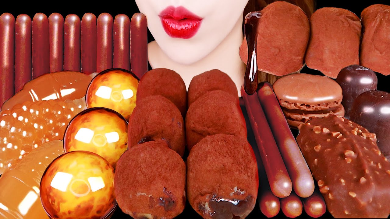 ASMR CHOCOLATE WAX CAND, TTEOK, PLANET GUMMY JELLY, TICTOK JELLY, ICE EATING SOUNDS MUKBANG 먹방 咀嚼音