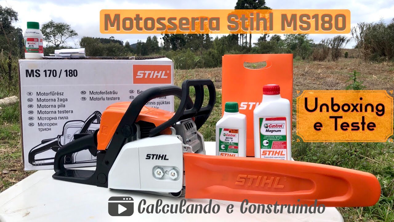 Motosserra Stihl MS180 - Unboxing e instruções de uso.