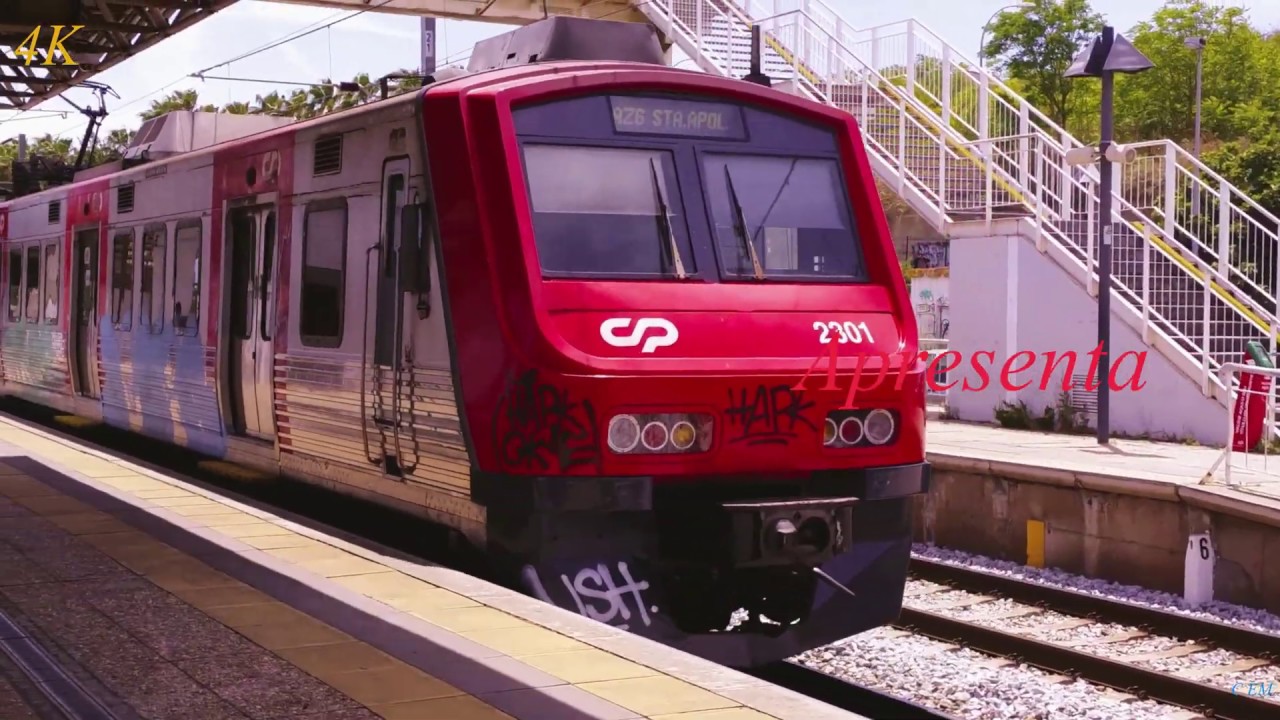 (4K UHD HDR) Circulação de comboios CP na estação de Sacavém (Portugal)