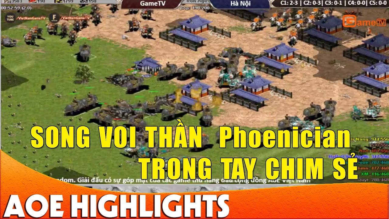 Aoe Highlight | Song voi thần Phoenician trong tay Chim Sẻ tràn bản đồ.