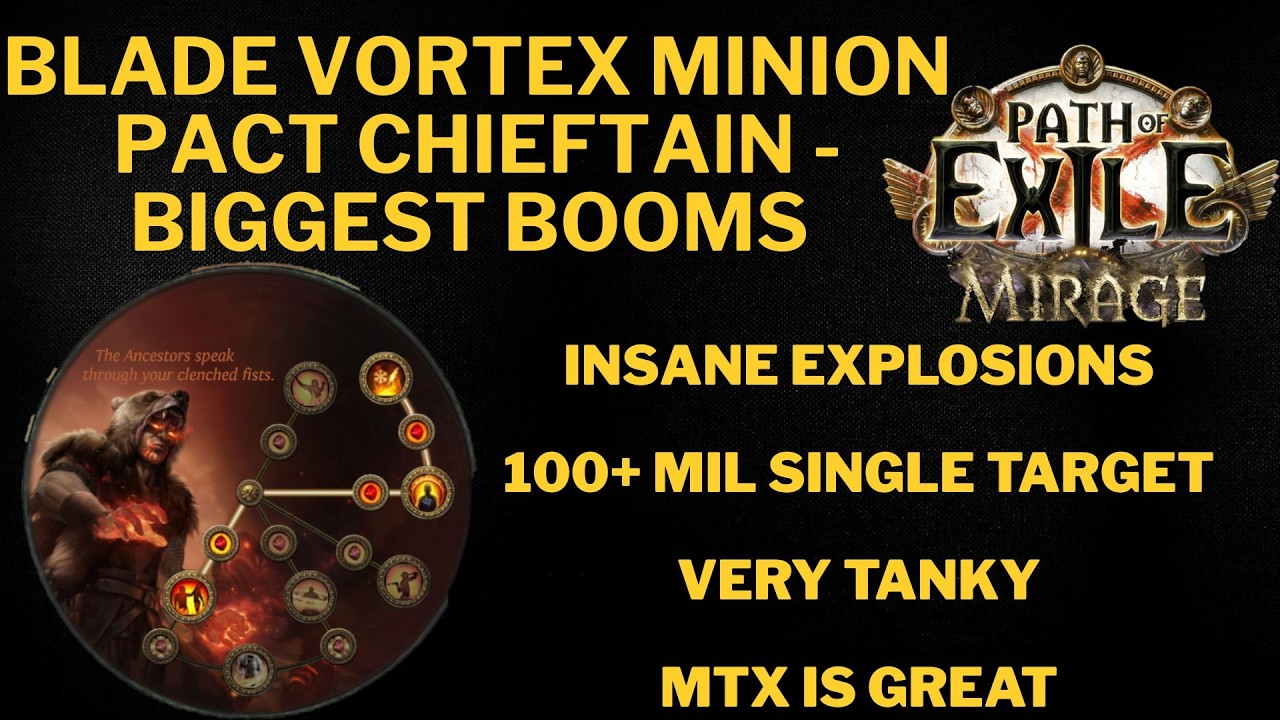 POE 3.28 Blade Vortex Minion Pact Chieftain (BV) explodes for days