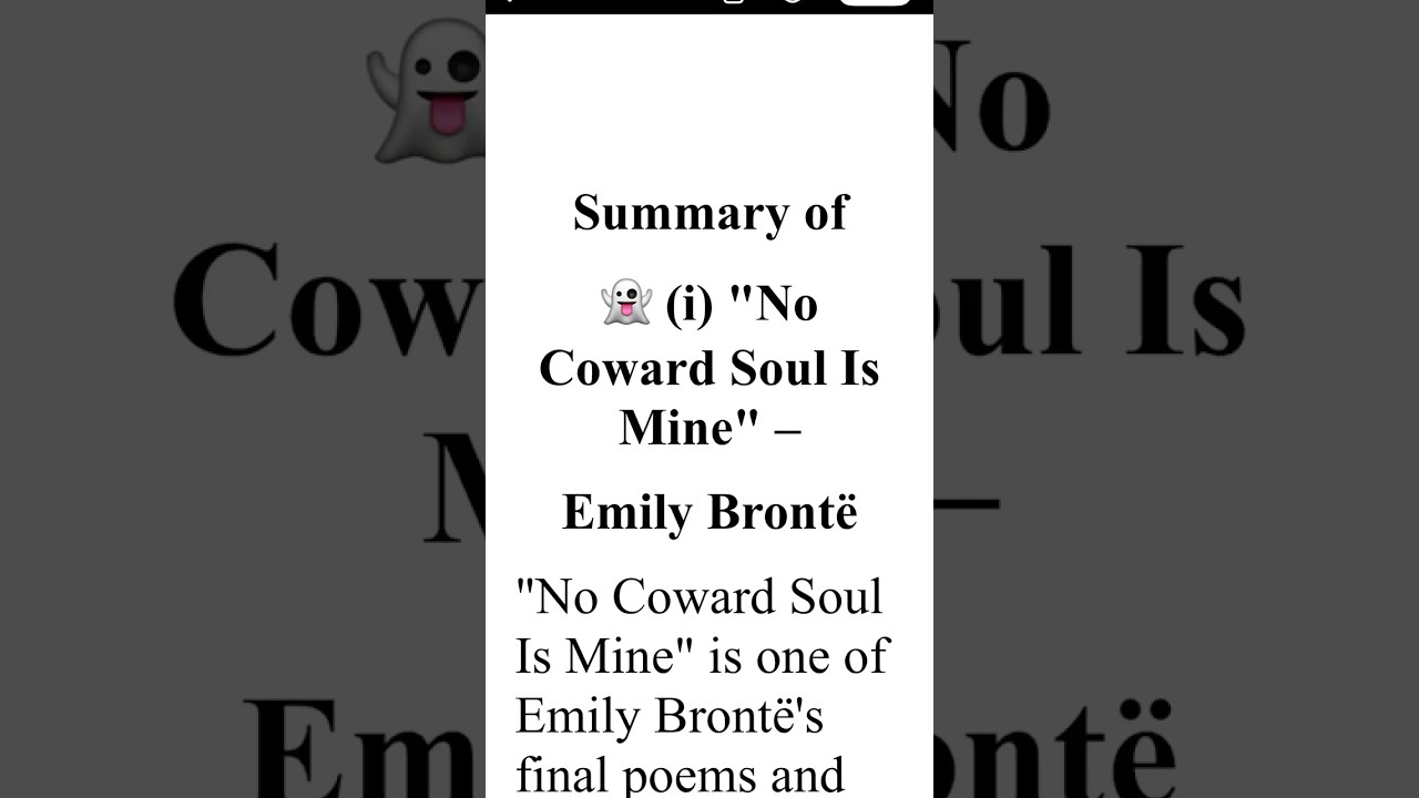 No Coward Soul is Mine Summary