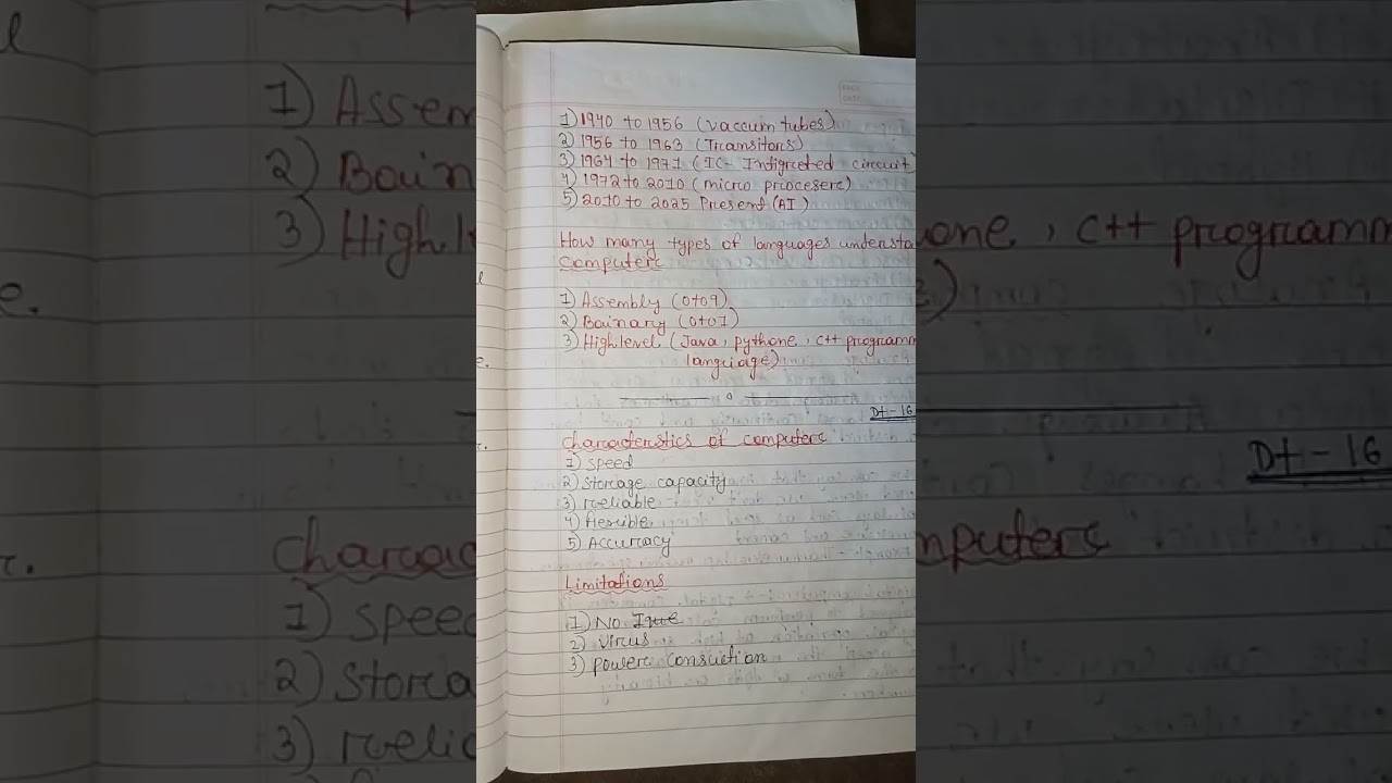 Generation of computer and characteristics and limitations of computer 🖥️🙏🙏