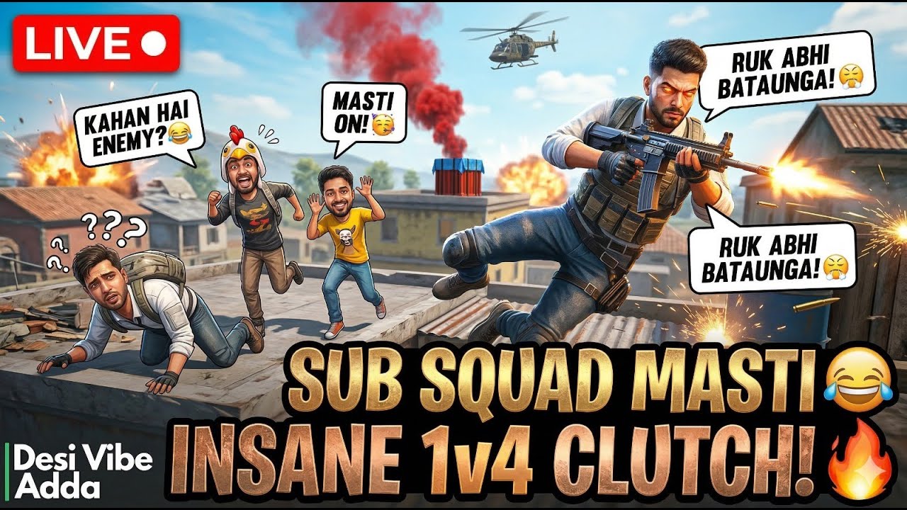 BGMI LIVE 🔴 Funny Squad Masti 😂 But INSANE CLUTCHES Playing With Subscribers
