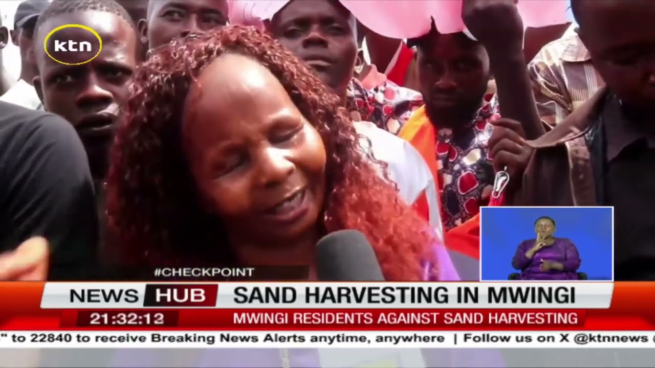 A section of residents in Mwingi stage protests over illegal sand harvests