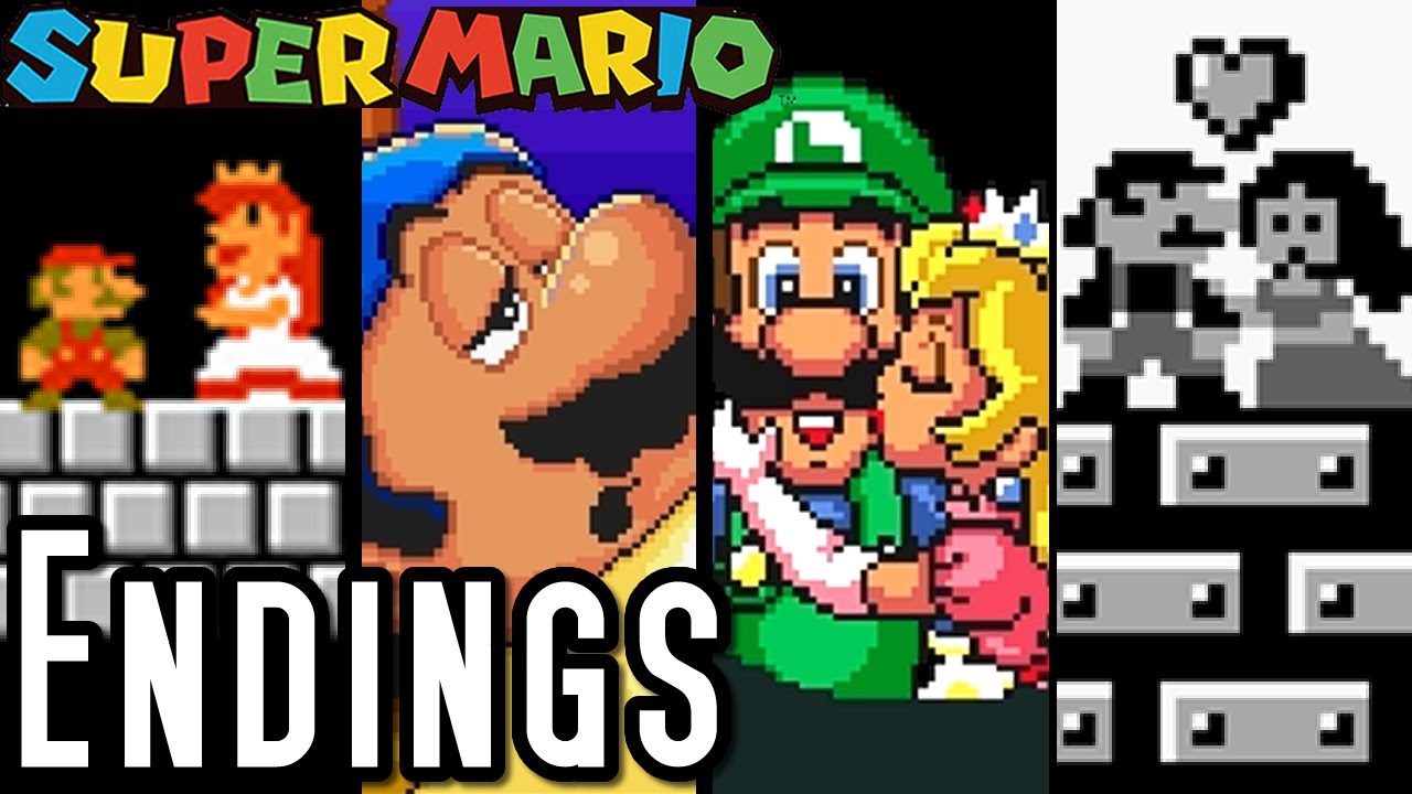 Super Mario ALL ENDINGS 1985-1995 (SNES, NES)