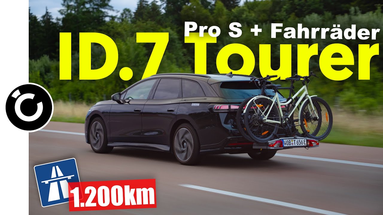 VW ID.7 Tourer Langstrecke - wie gut schlägt sich der GROSSE AKKU mit Fahrradträger?