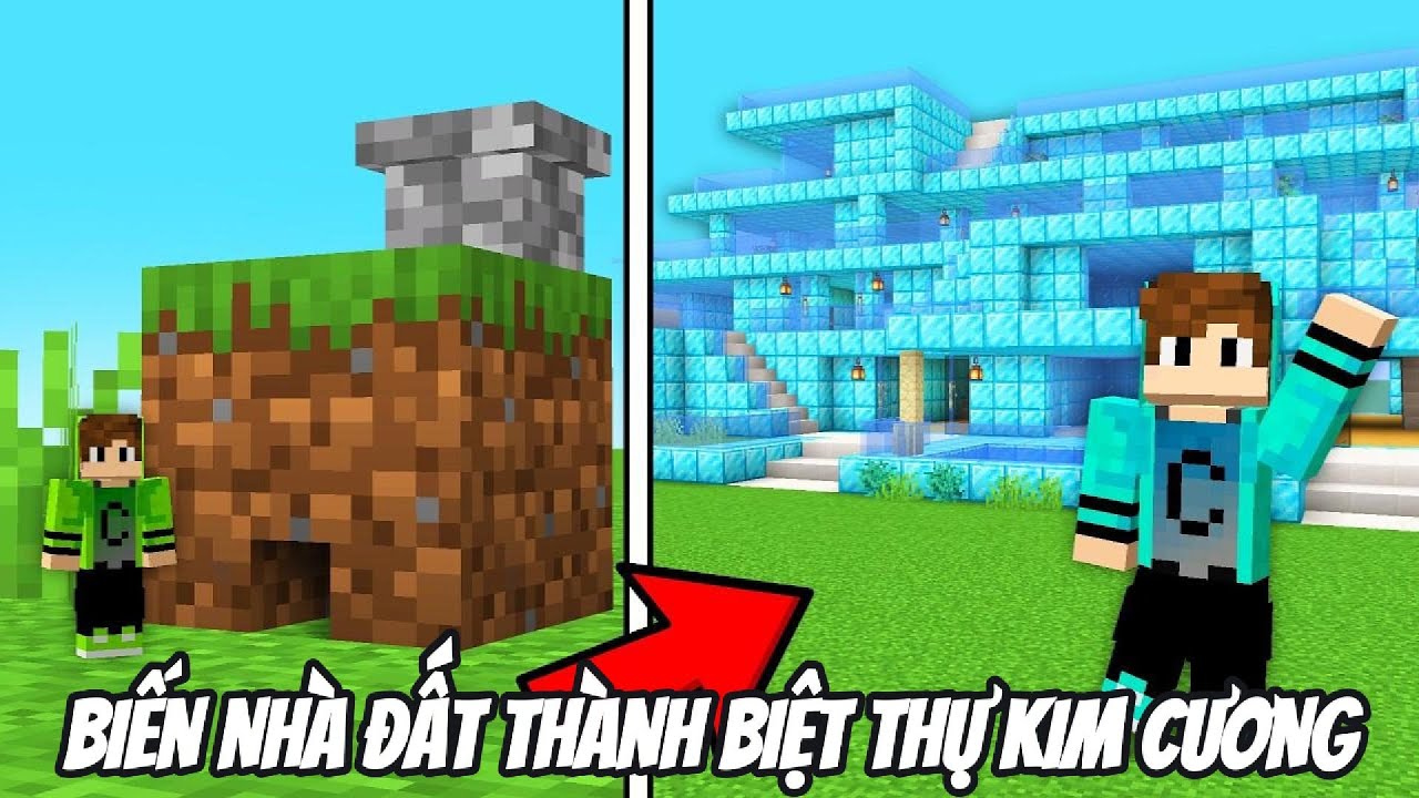 BIẾN NHÀ ĐẤT THÀNH NHÀ KIM CƯƠNG VÀ THÀNH TỶ PHÚ TRẢ THÙ BẠN THÂN KHỐN NẠN TRONG MINECRAFT BẤT ỔN 🤣