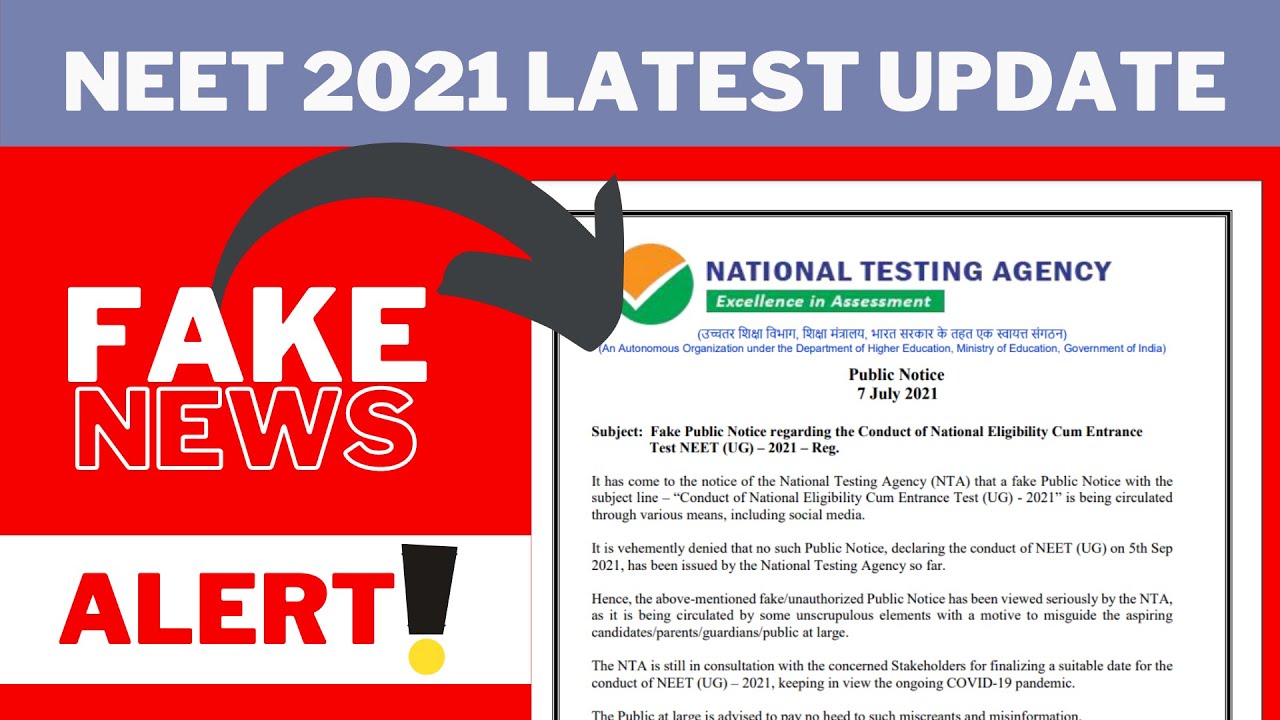NEET 2021 Latest Update by NTA . Don't Spread Fake News Please 🙏  #neet2021 #kelvininstitute
