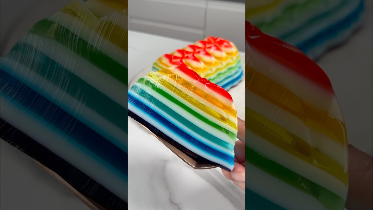 Part 93 | rainbow jelly cake 🌈🌈🌈 #asmr #jelly #dessert #jellycake #sweet