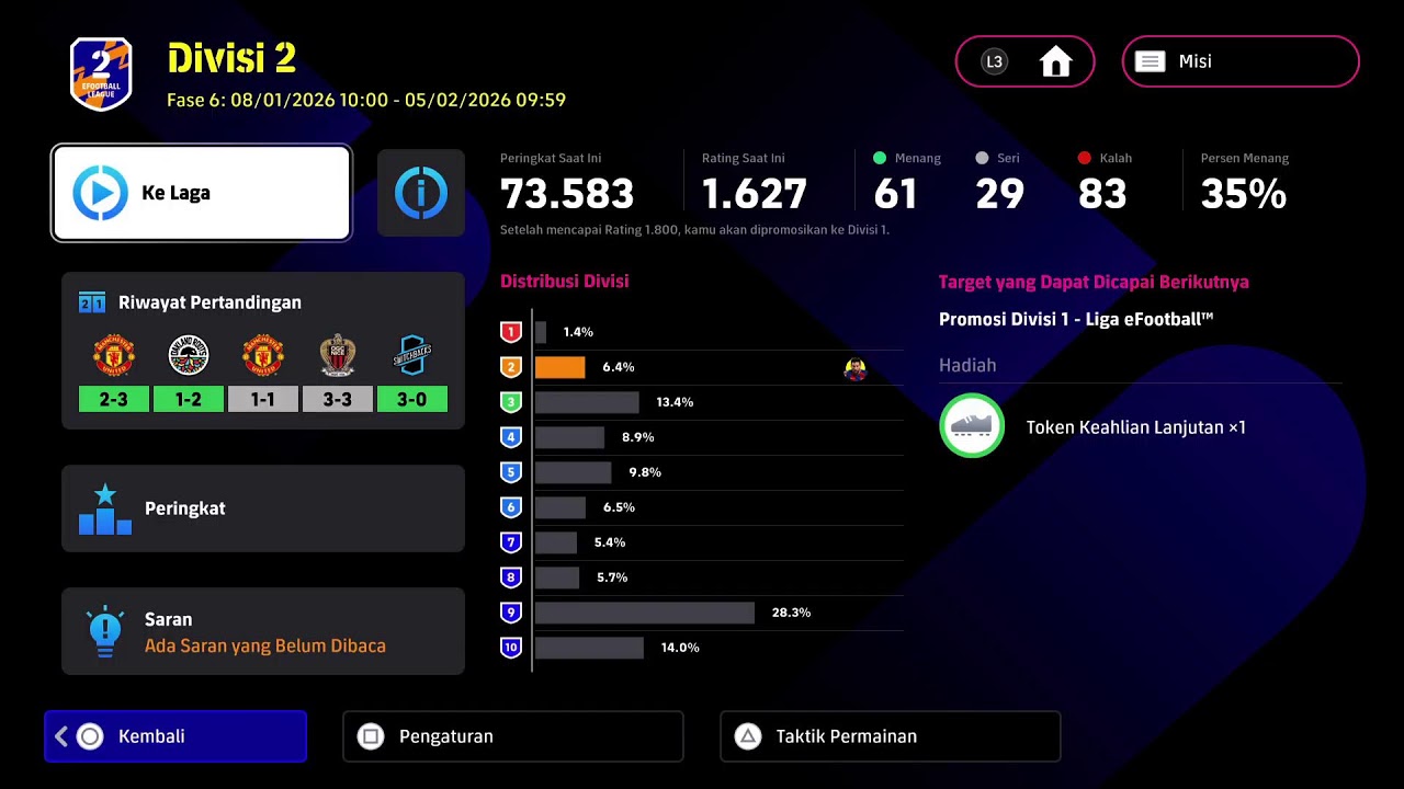 DI RENTAL PS PUSH DIVISI 1 EFOOTBALL MAIN DI 
