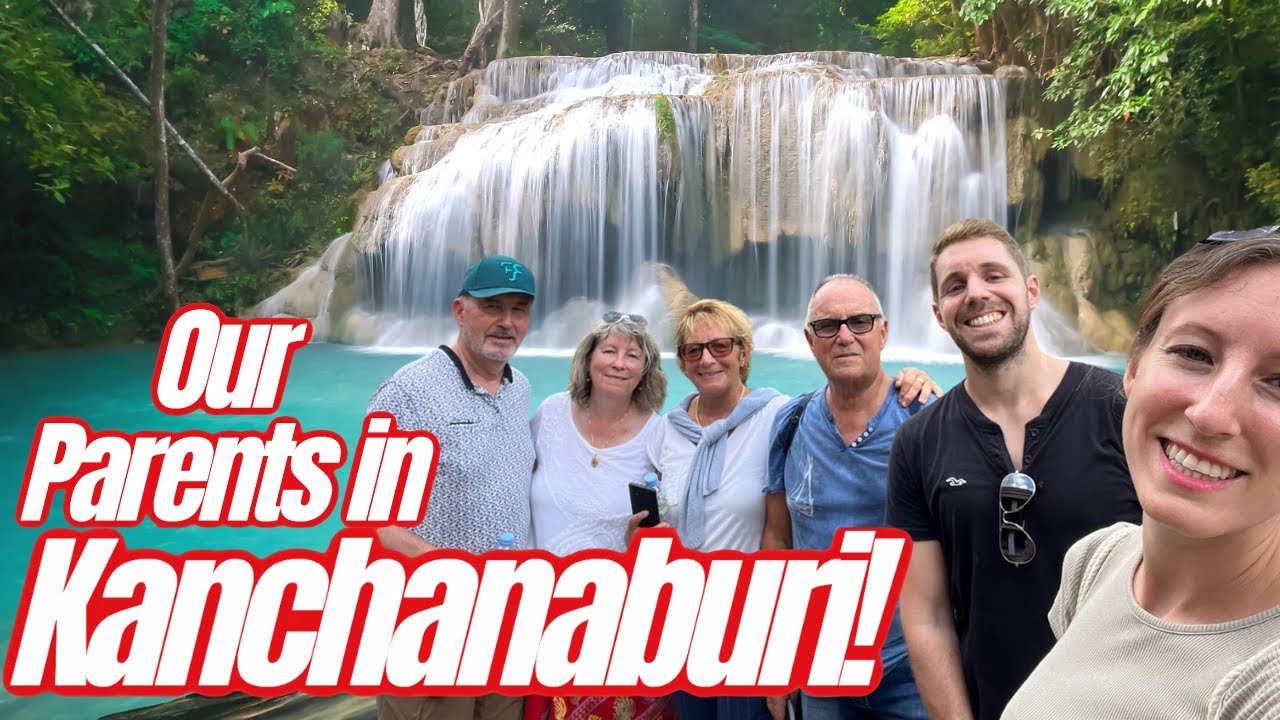 Our PARENTS visit KANCHANABURI Thailand Travel Vlog-DeathRailway Museum, Glass Skywalk, Erawan Falls