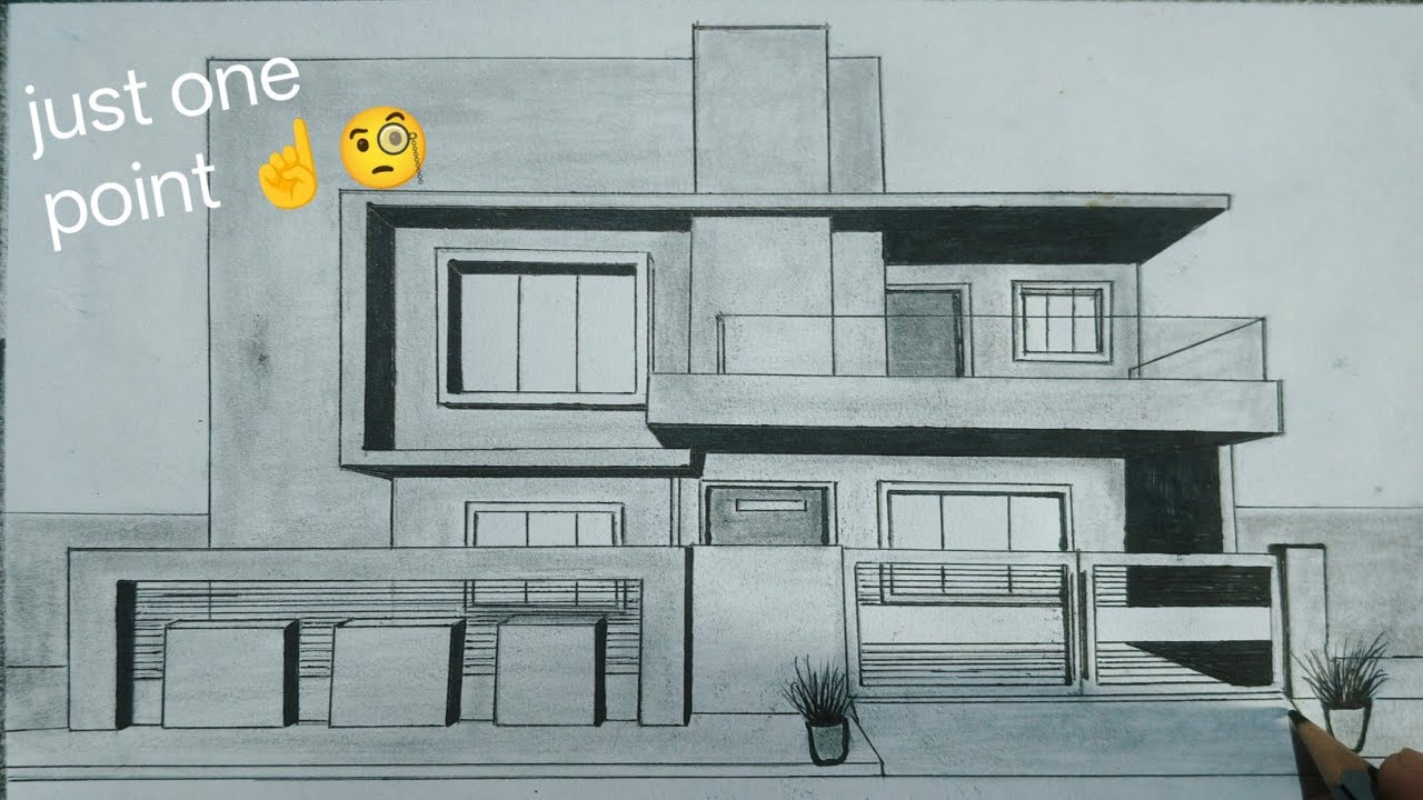 HOW TO DRAW A HOUSE 🏠 IN 1 POINT PERSPECTIVE (30 DAYS HOUSE  DRAWING CHALLENGE FOR 1K SUBSCRIBERS) 