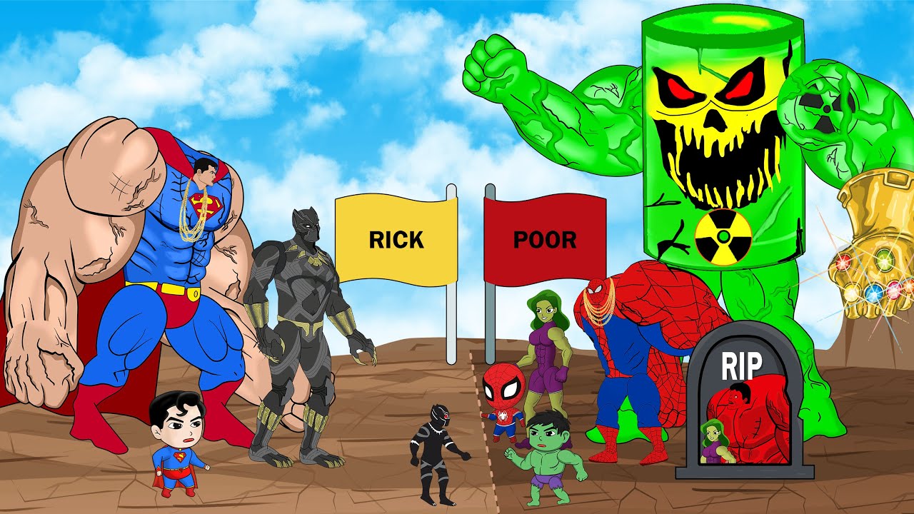 WHAT IF POOR HULK, SPIDER MAN vs RICH SUPERMAN, WOLVERINE, BLACK PANTHER 2: Rich / Poor Conflicts
