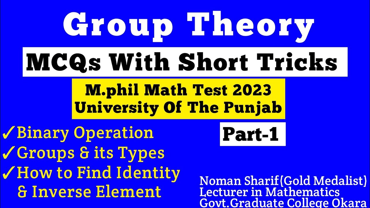 Group Theory mcqs for m.phil math test PU Lahore | group theory short tricks for ppsc and fpsc |