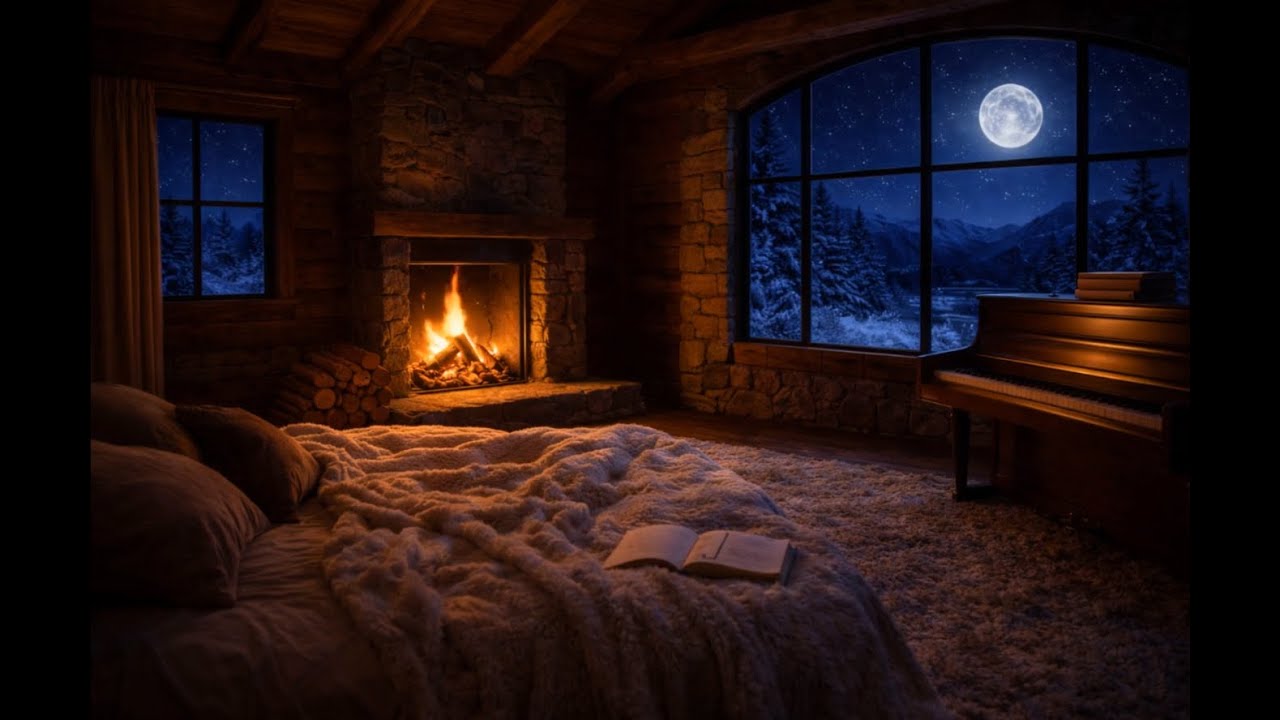 Soft Piano & Fireplace Glow 🌙 Calm Music for Sensitive Sleep