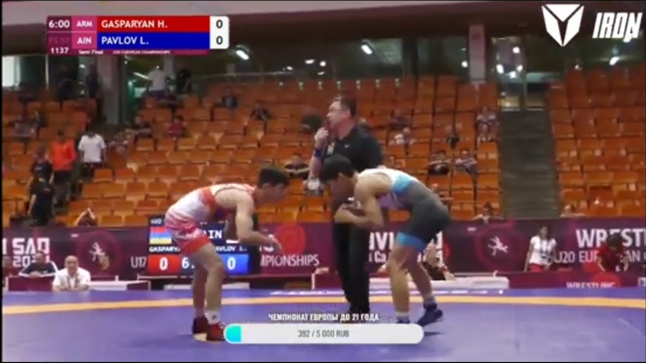 Лев Павлов (Россия) - Айко Гаспарян (Армения) Полуфинал чемпионата Европы до 21 года. 57 кг