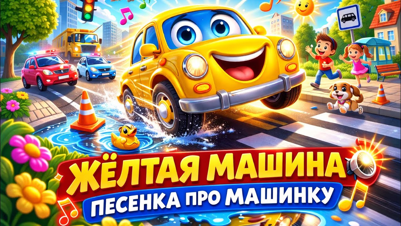 Жёлтая Машинка Едет к Нам! 🚗💛 Весёлая Песенка для Малышей