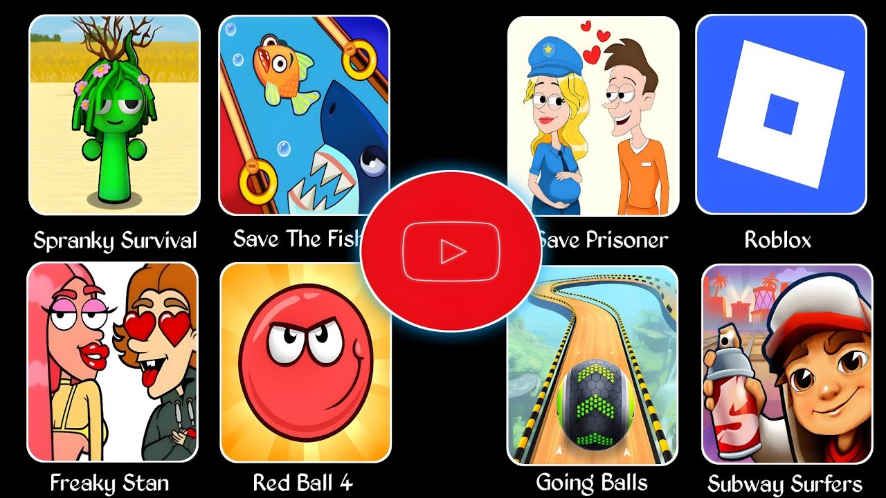 Save Prisoner, Spranky Survival, Save The Fish, Going Balls, Subway Surfers, Freaky Stan, Roblox 