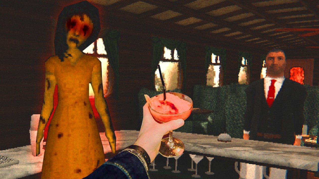A horror game where you serve drinks while a woman haunts you. - Cold Rails