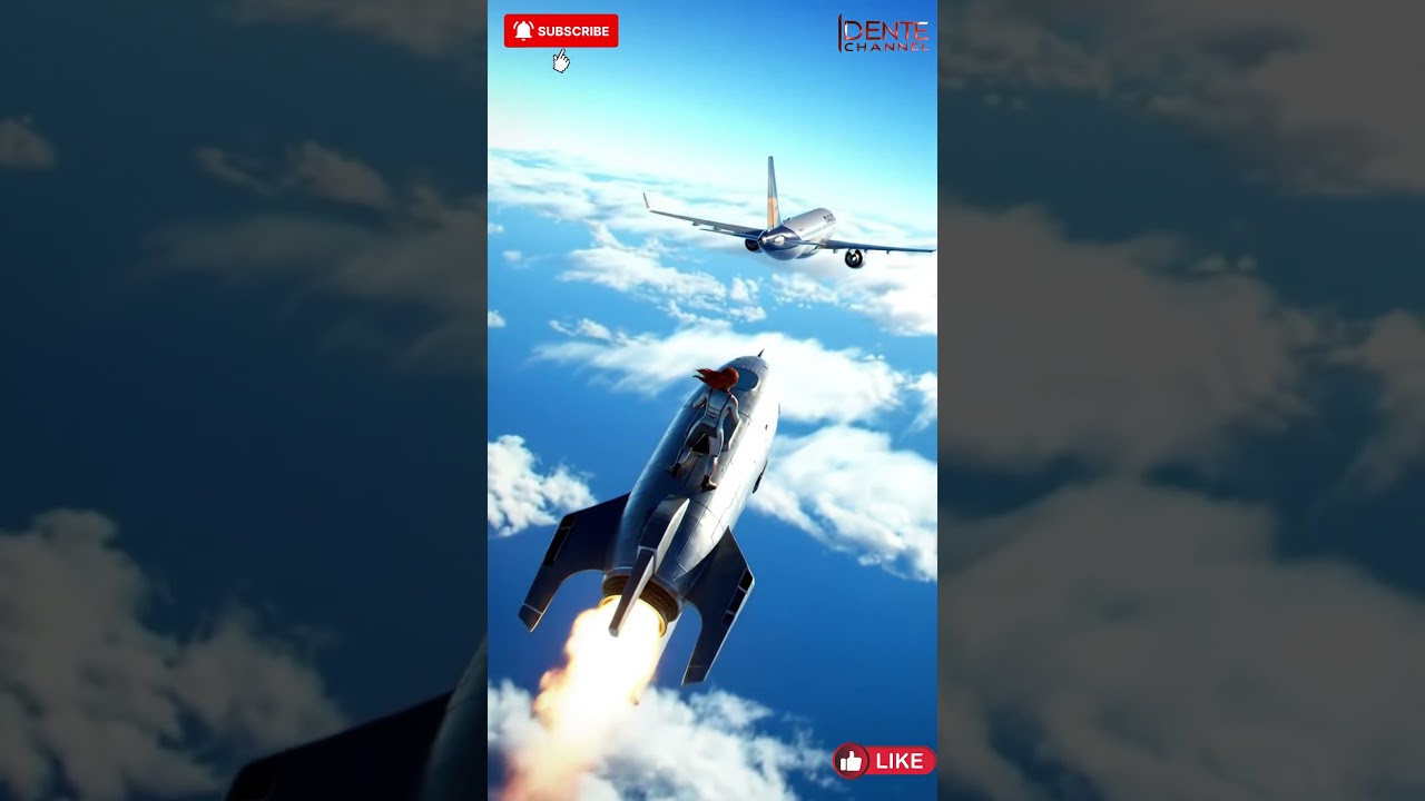 Unreal Scene – Man Rides Rocket to Chase Plane 
