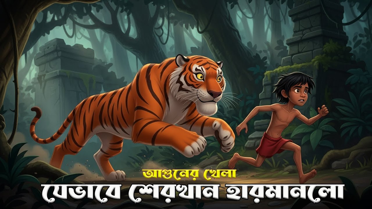 আগুনের খেলা যেভাবে শের খান হার মানল | মোগলি ও শের খানের শেষ লড়াই 🐅🔥 #JungleBook #ShereKhan