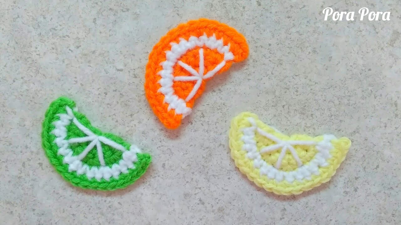 Crochet Fruit Slices I Crochet Lemon Slice I Crochet Fruit Applique