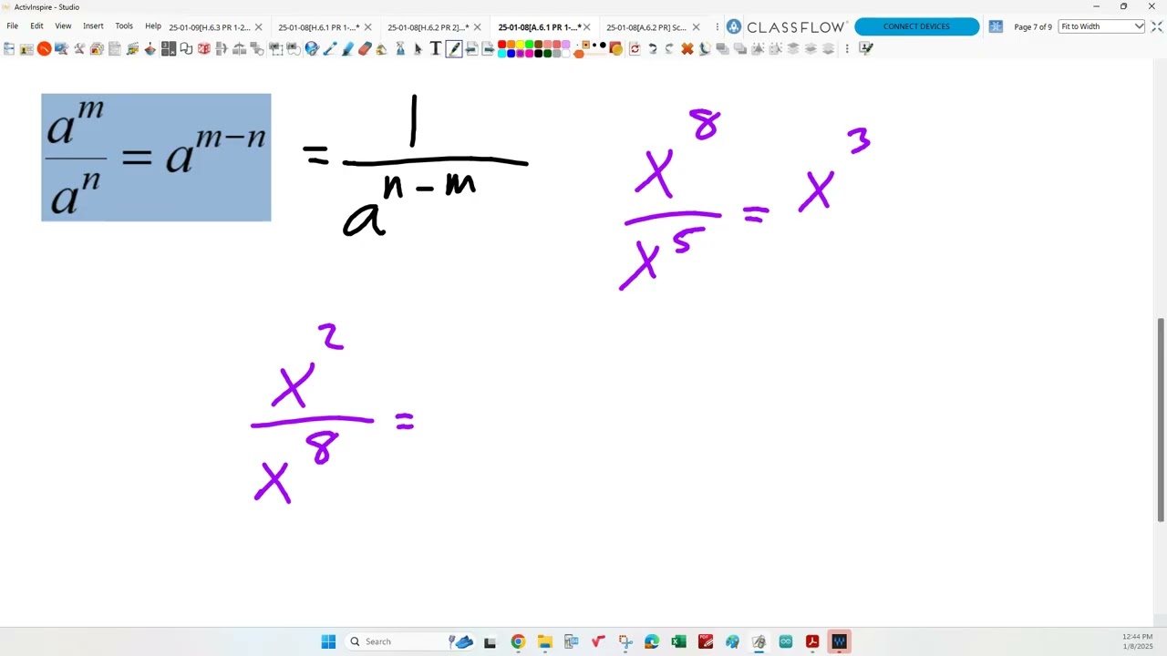 26-01-06[A.6.1 PR 1-2] more Properties of Exponents