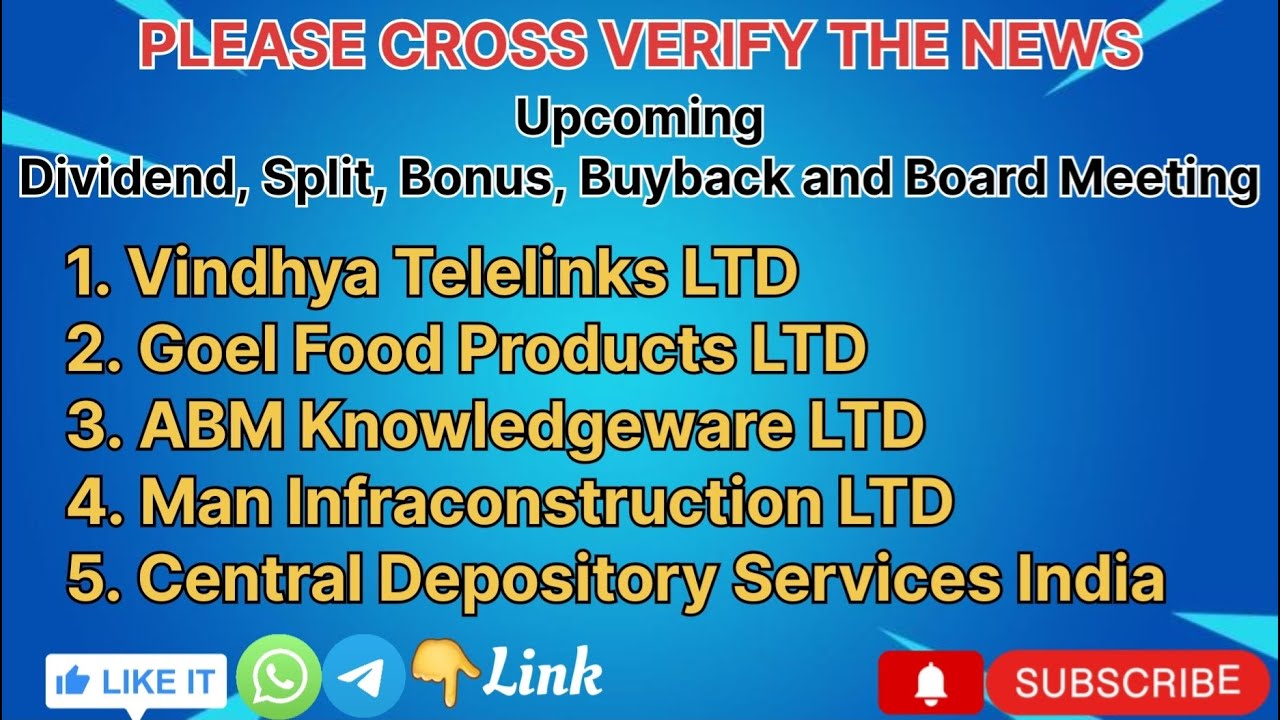 Vindhya Telelinks | Goel Food Products | ABM Knowledgeware | Man Infraconstruction | CDSL