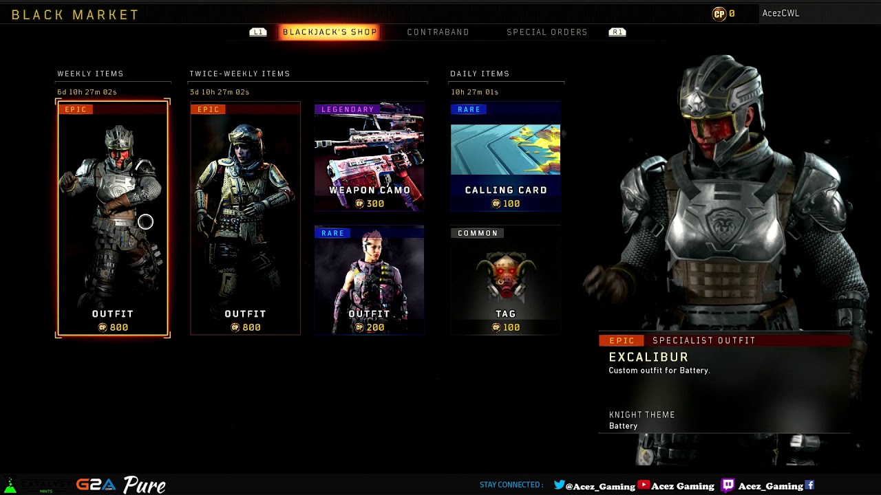 Black Ops 4 -  Battery Excalibur Outfit BUG! NOT APPEARING AFTER PURCHASE!