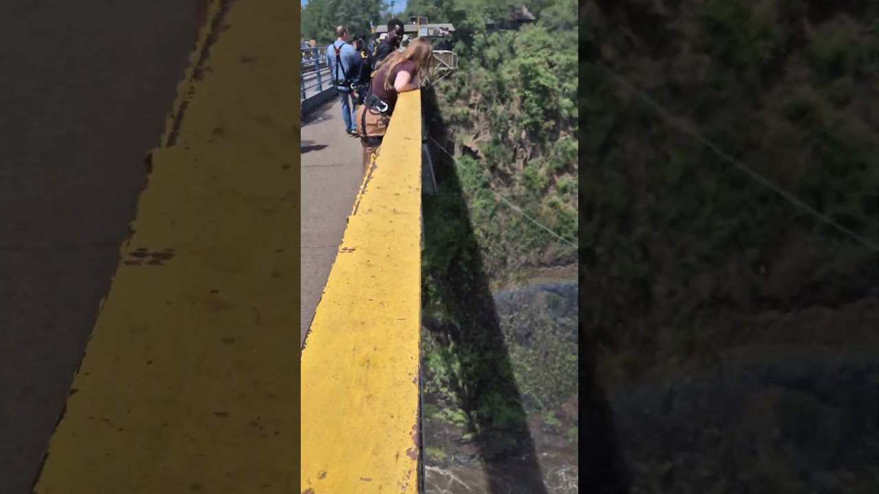 Crazy! Bungee jumping off the Victoria Falls Bridge between Zimbabwe and Zambia