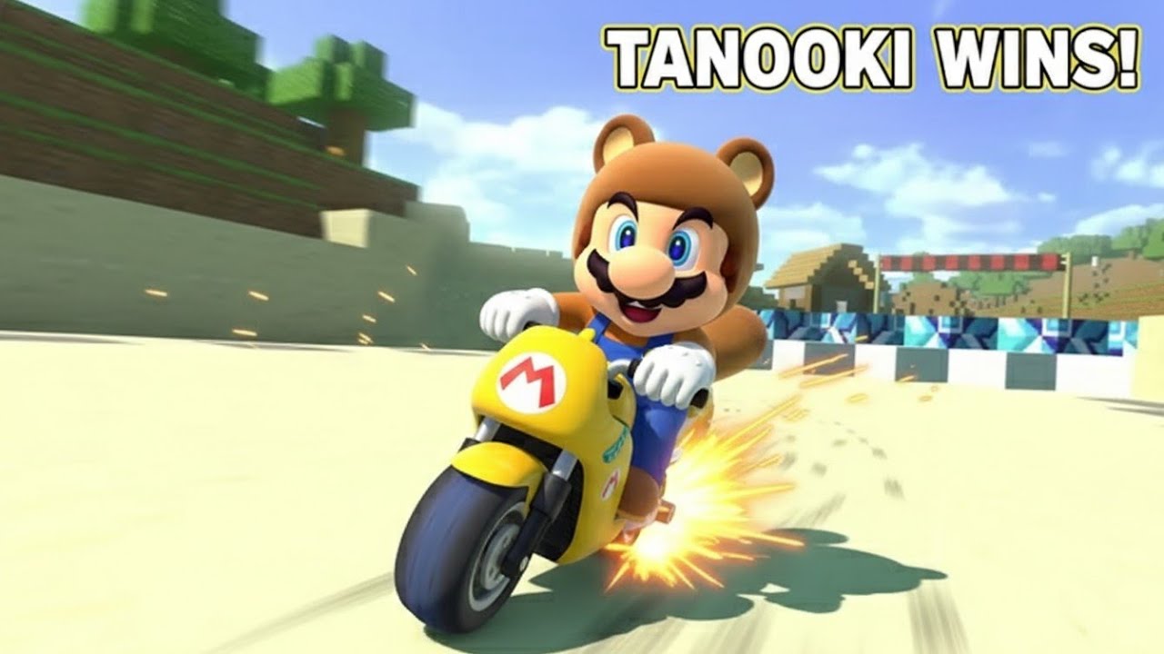 Tanooki Mario wins the Propeller Box Cup in Mario Kart 8 Deluxe