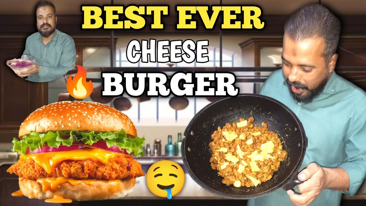 |The juiciest Chicken Cheese Burger Ever! |🍔🔥 Yummy.