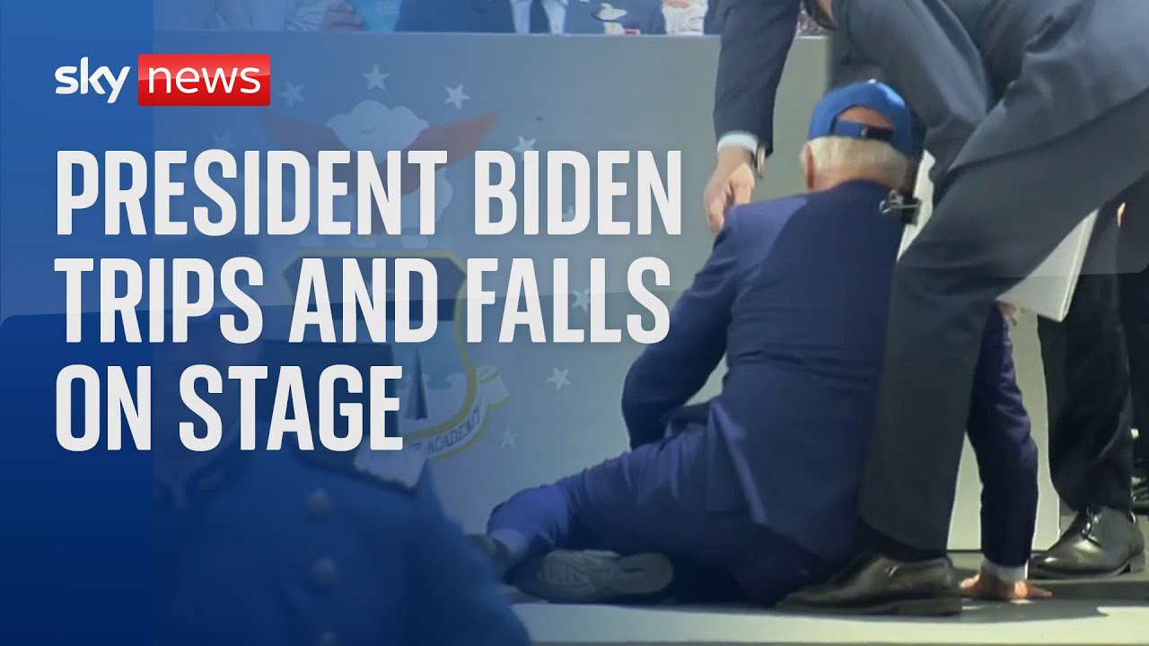 President Biden trips and falls on stage during graduation ceremony