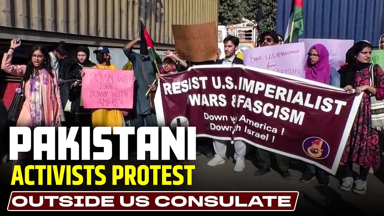US, Israel- Iran War| Pakistani activists protest outside US consulate over Iran strikes