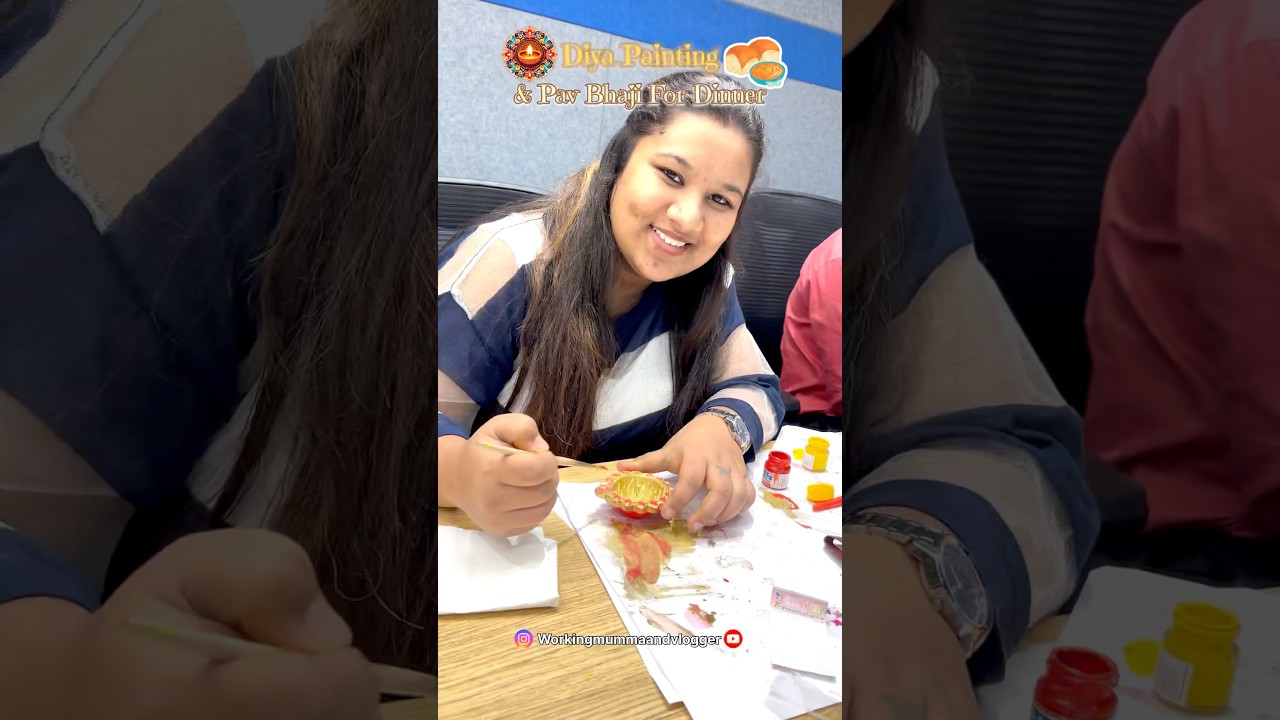 Rangoli & Diya Painting At Office 🪔 | Diwali Vibes On ✨ | Pav Bhaji For Dinner 🍽️ #officevibes