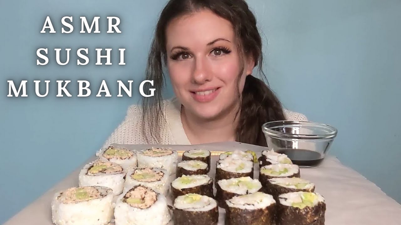 ASMR TUNA AND SHRIMP SUSHI MUKBANG 먹방 | *Big Bites | Eating Sounds *No Talking | Ceallen Eats