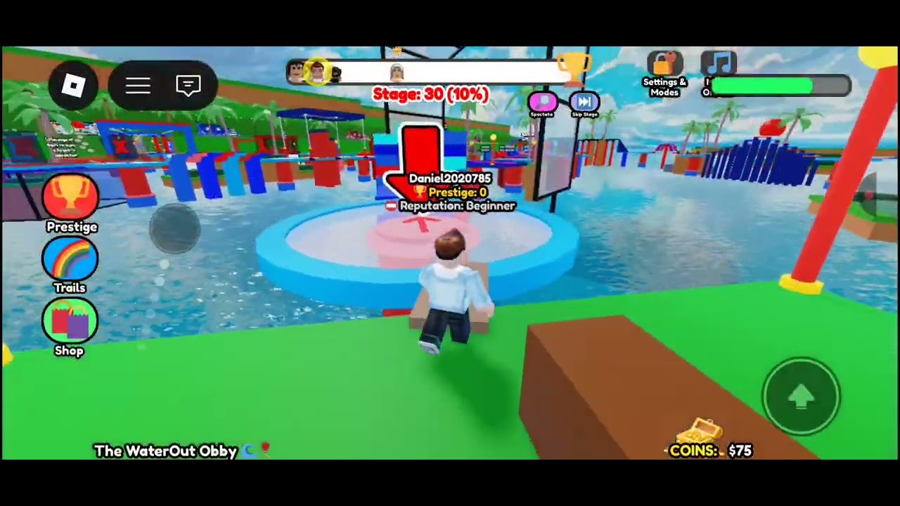 Playing an obby with my friend