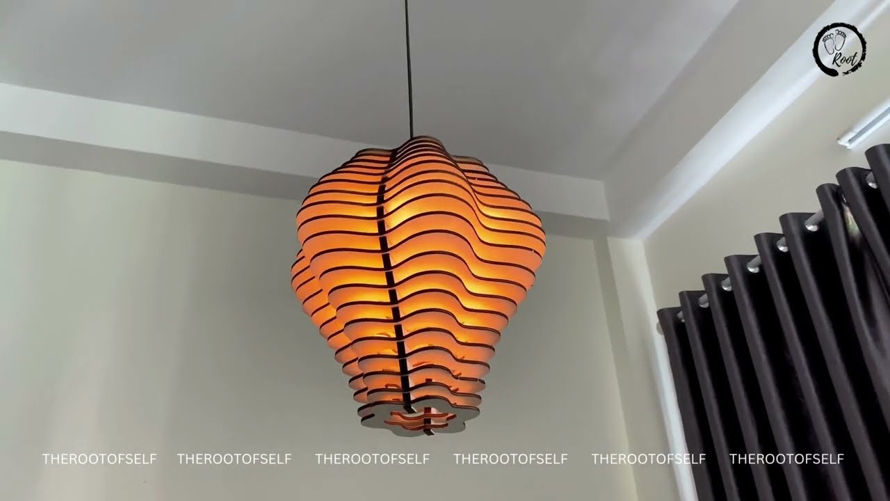 Wood Pendant Light, Mid Century Modern Chandelier Lighting, Handmade Ceiling Lamp