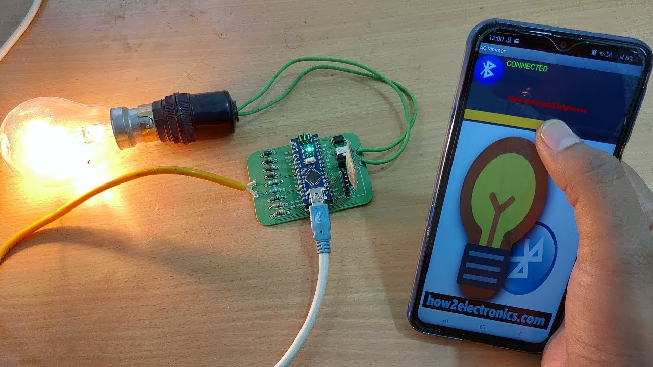 Wireless AC Light/Fan Dimmer with Bluetooth, Arduino & TRIAC
