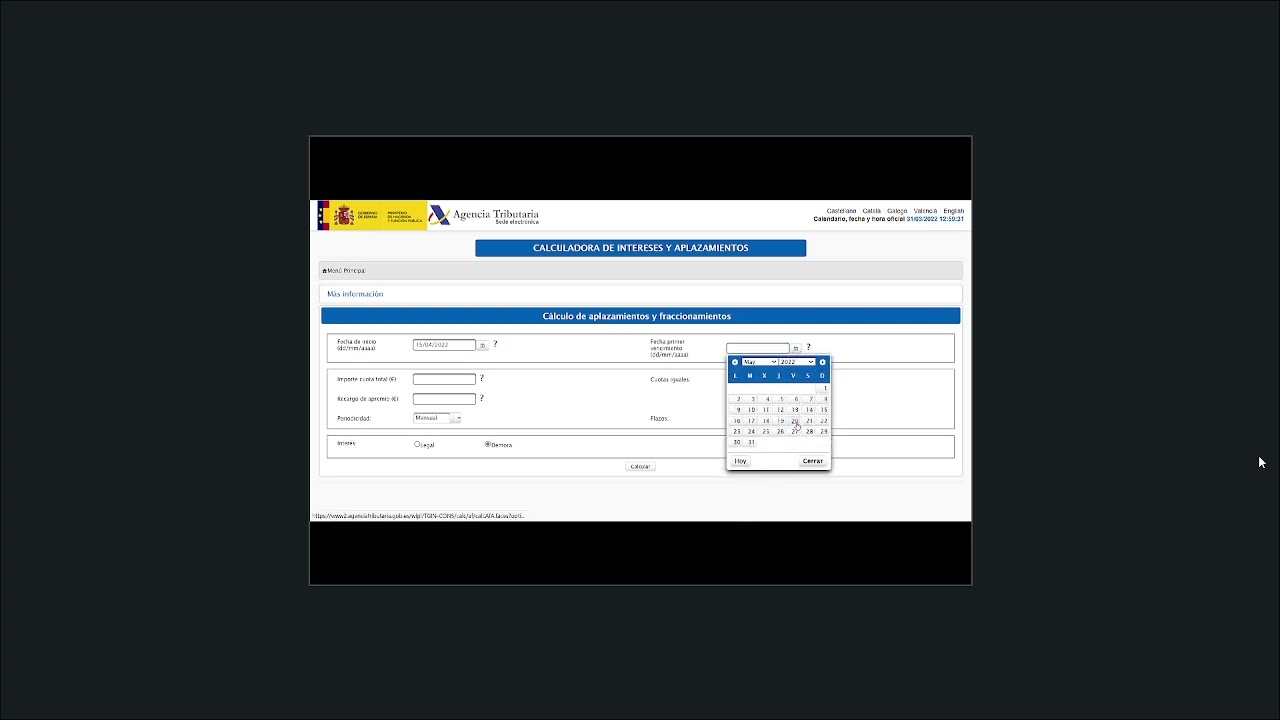 Calculadora de intereses y aplazamientos