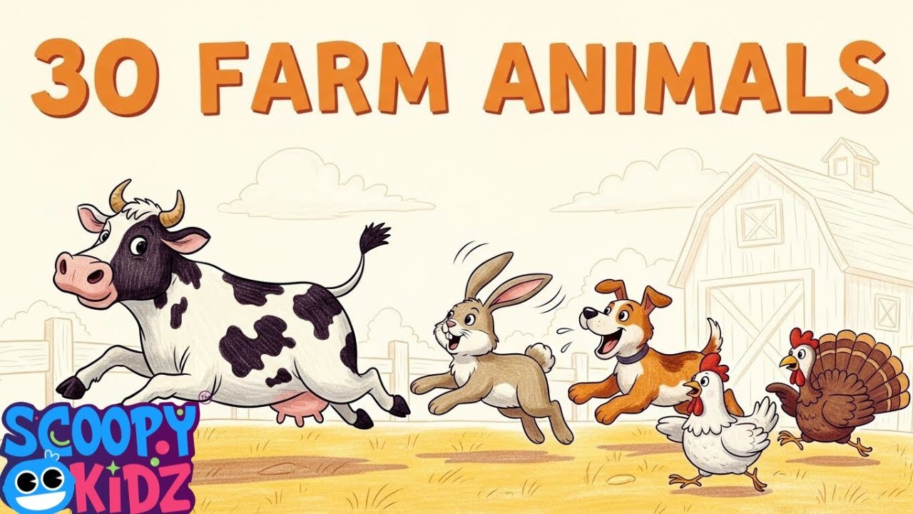 30 FARM ANIMALS 🐮🐥 | Fun Kids Learning Song & Animal Sounds