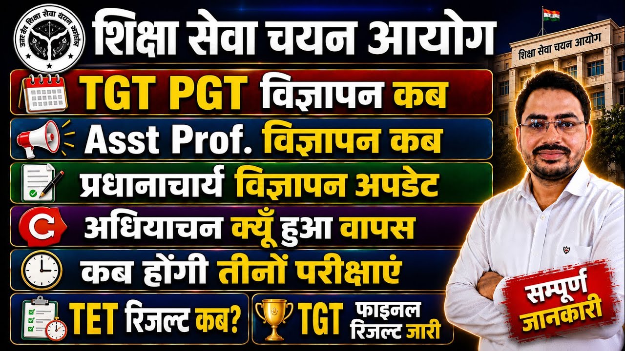 UP TGT PGT Assistant Professor Vacancy 2026 | UP TGT PGT Asstistant Professor Exam Date |TET Result 