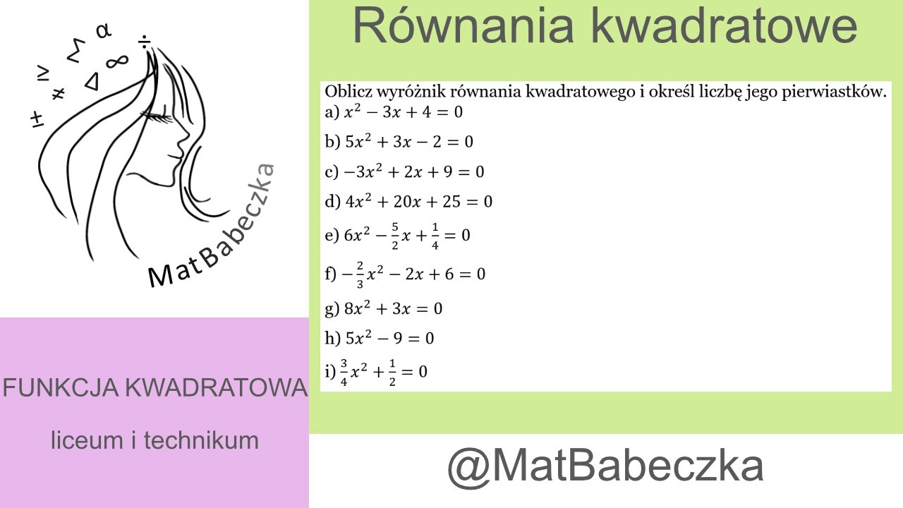 1.1.1 Oblicz wyróżnik równania kwadratowego i określ liczbę jego pierwiastków.a) x^2-3x+4=0 b) 5x^2+