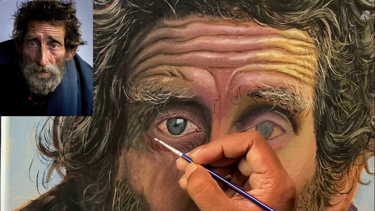 Oil painting portrait tutorial step by step | Old man Portrait