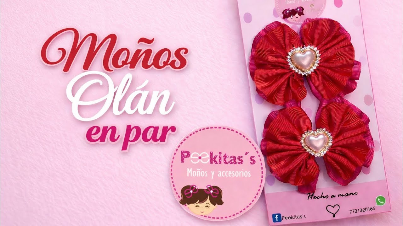 Moños Olán en par 🎀❤️ #fácil #hairbows #moños #tutorial #moñosparaniñas #lazosparaniñas #diybows 